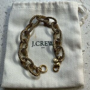 J. Crew Pave Crystal Gold Link Chain Bracelet